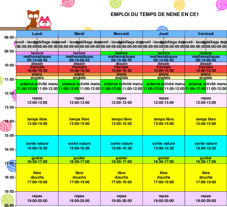 Emploi du temps 2