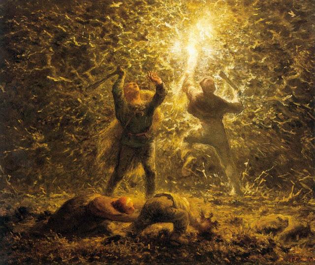 Jean francois millet chasse des oiseaux avec les feux 1874 copie