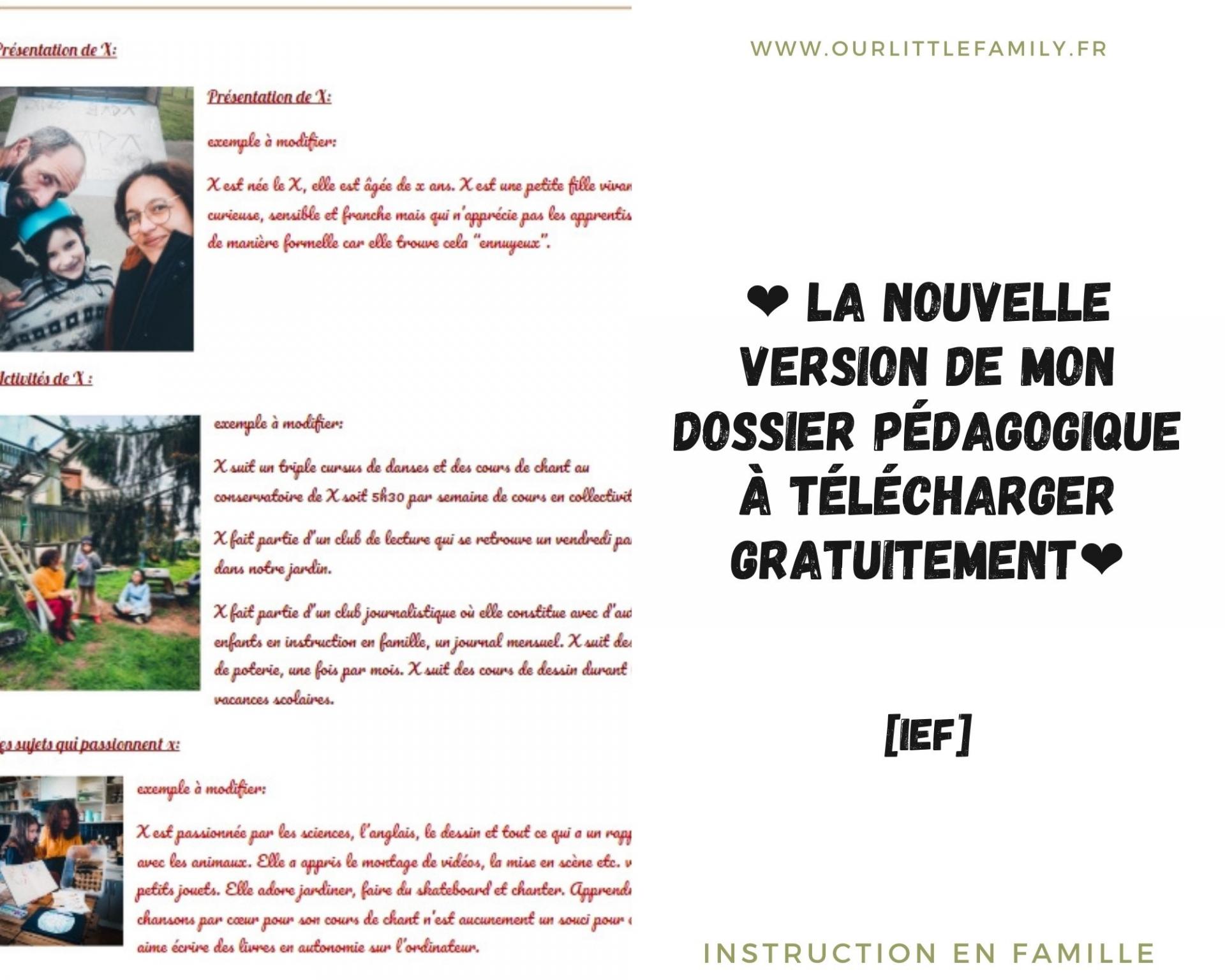 La nouvelle version de mon dossier pedagogique a telecharger