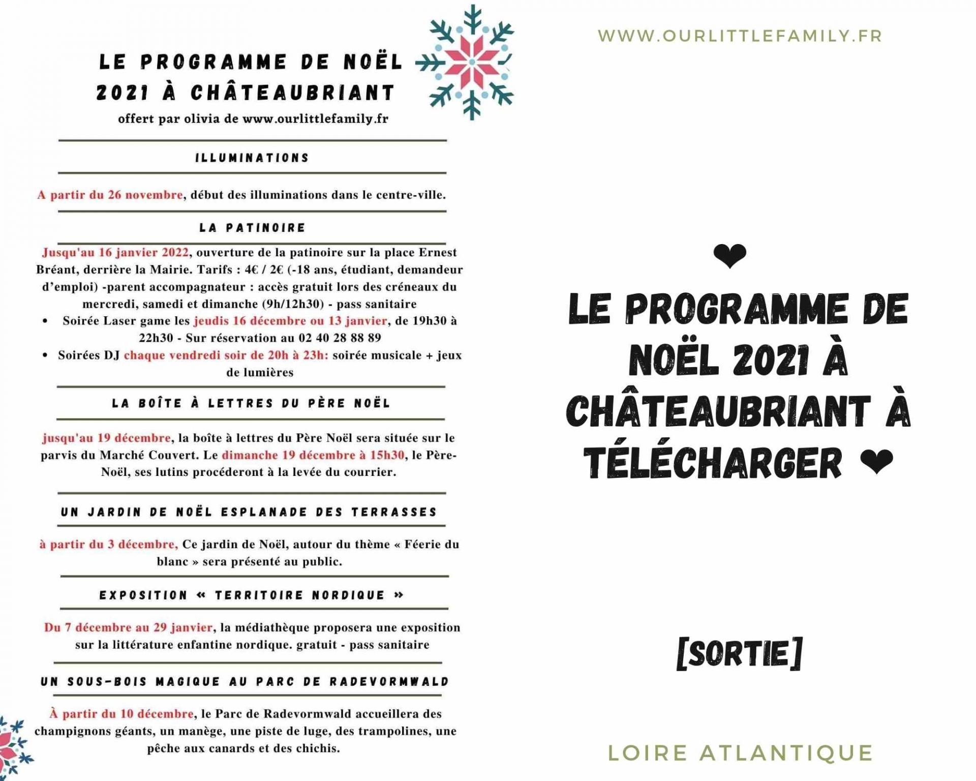 Le programme 2021 de noel a chateaubriant