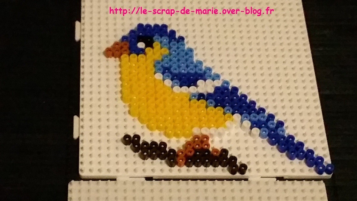 Mesange bleue perle hama