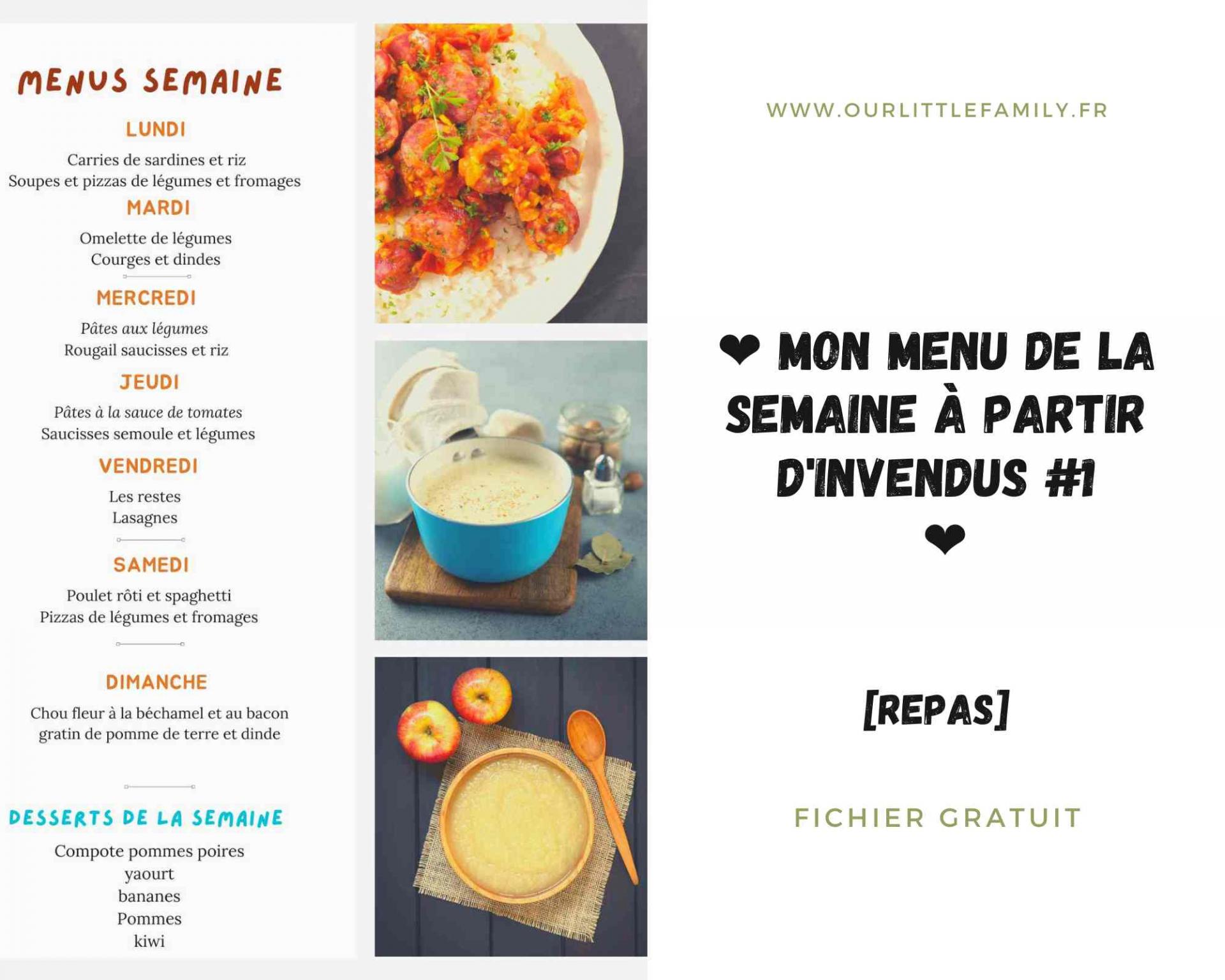 Mon menu de la semaine a partir d invendus 1