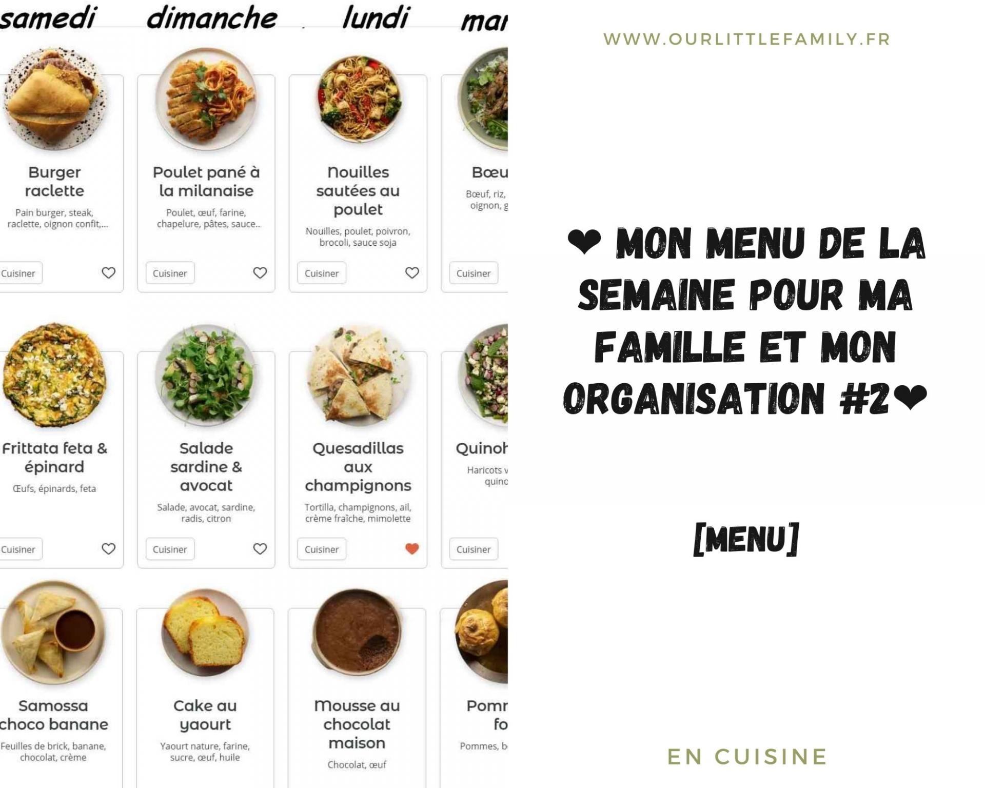 Menu de la semaine