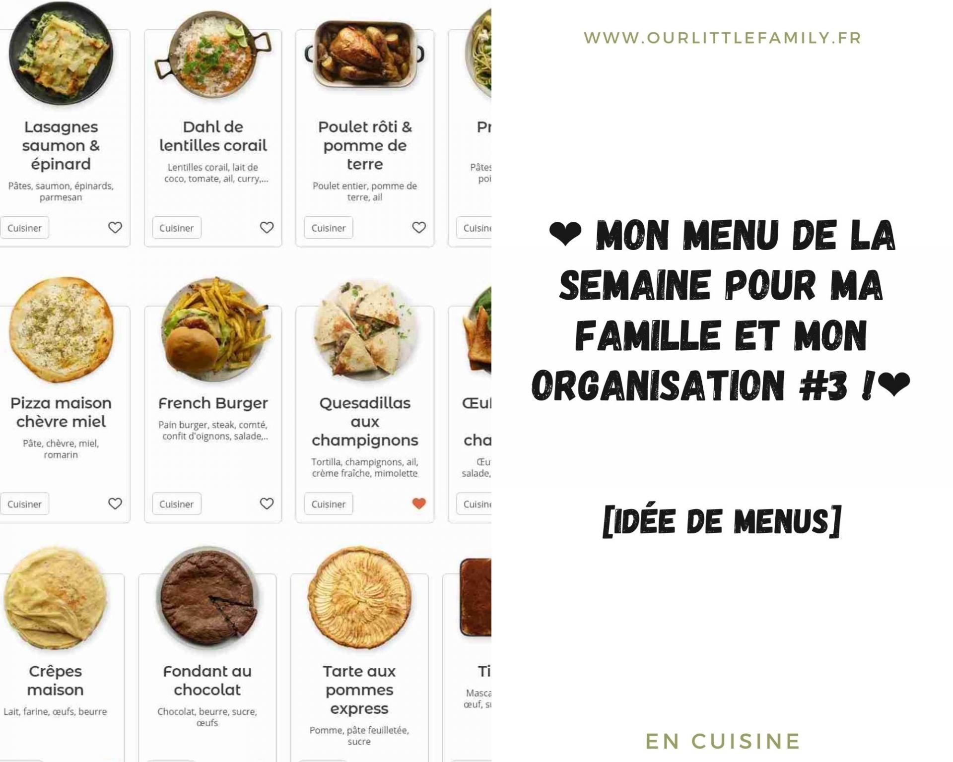 Mon menu de la semaine pour ma famille et mon organisation 3