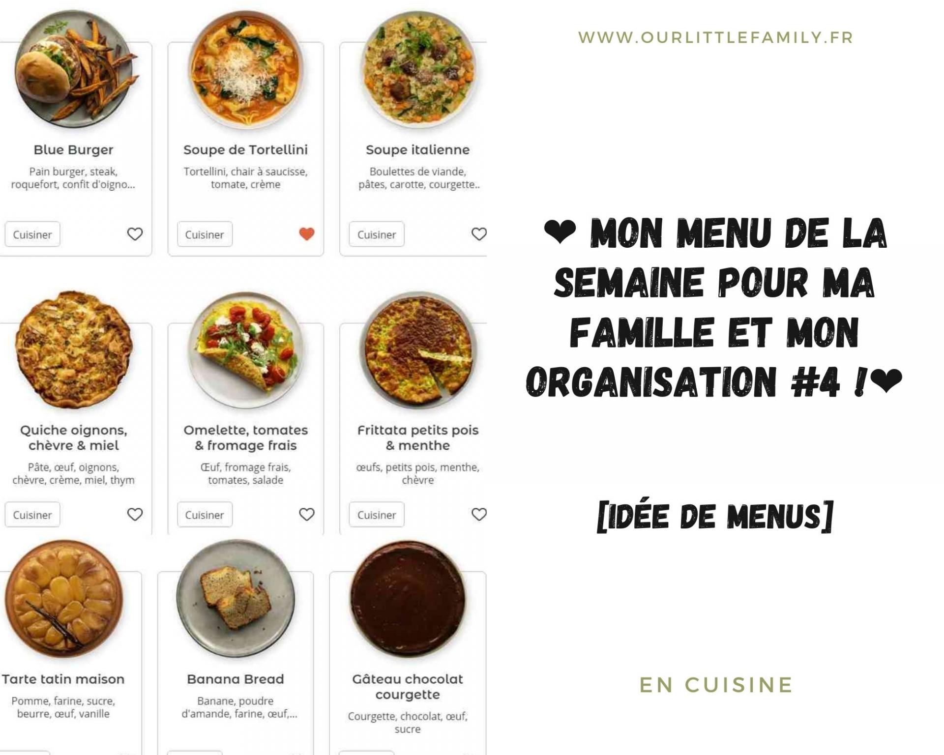 Mon menu de la semaine pour ma famille et mon organisation 4