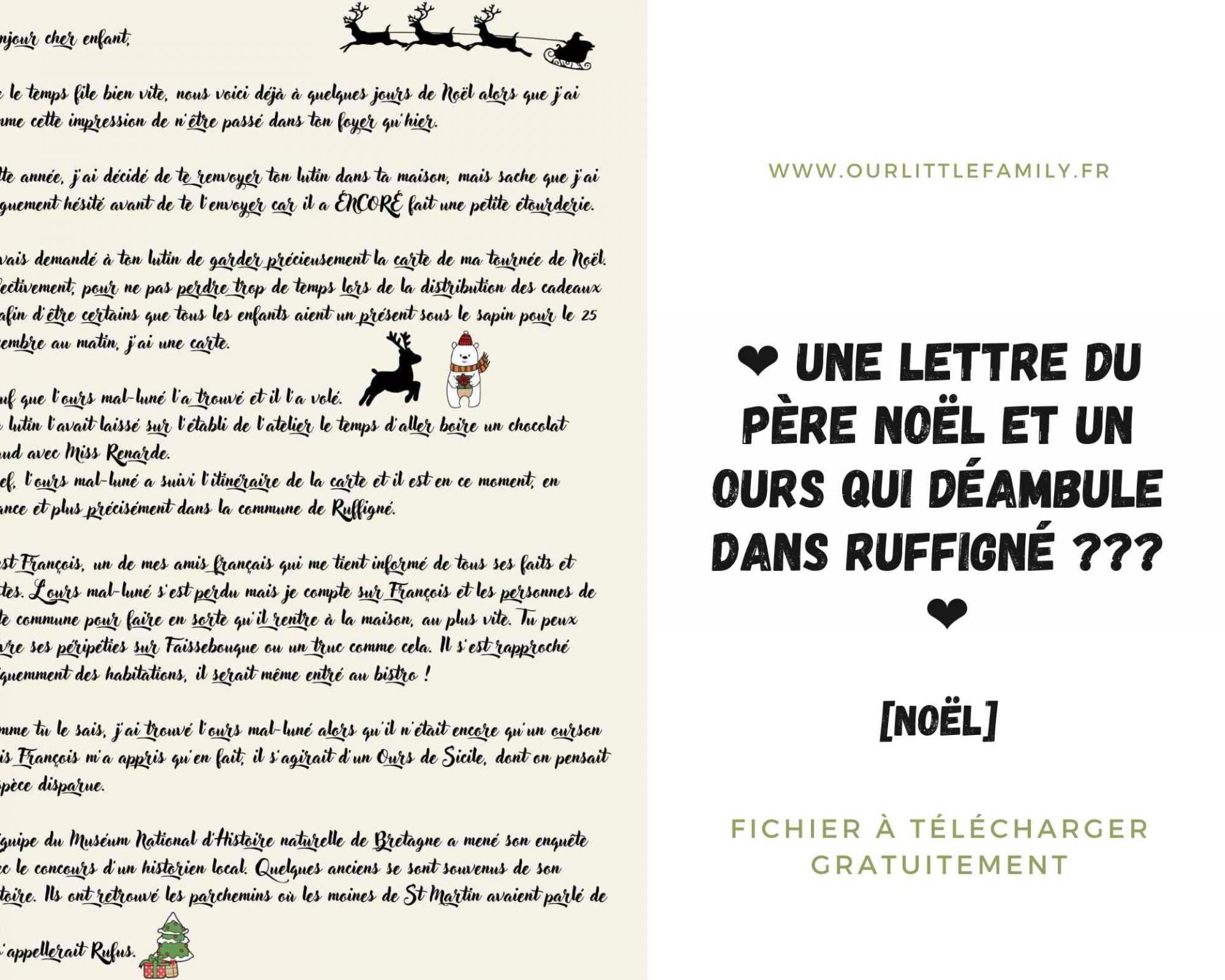 Une lettre du pere noel et un ours qui deambule dans ruffigne